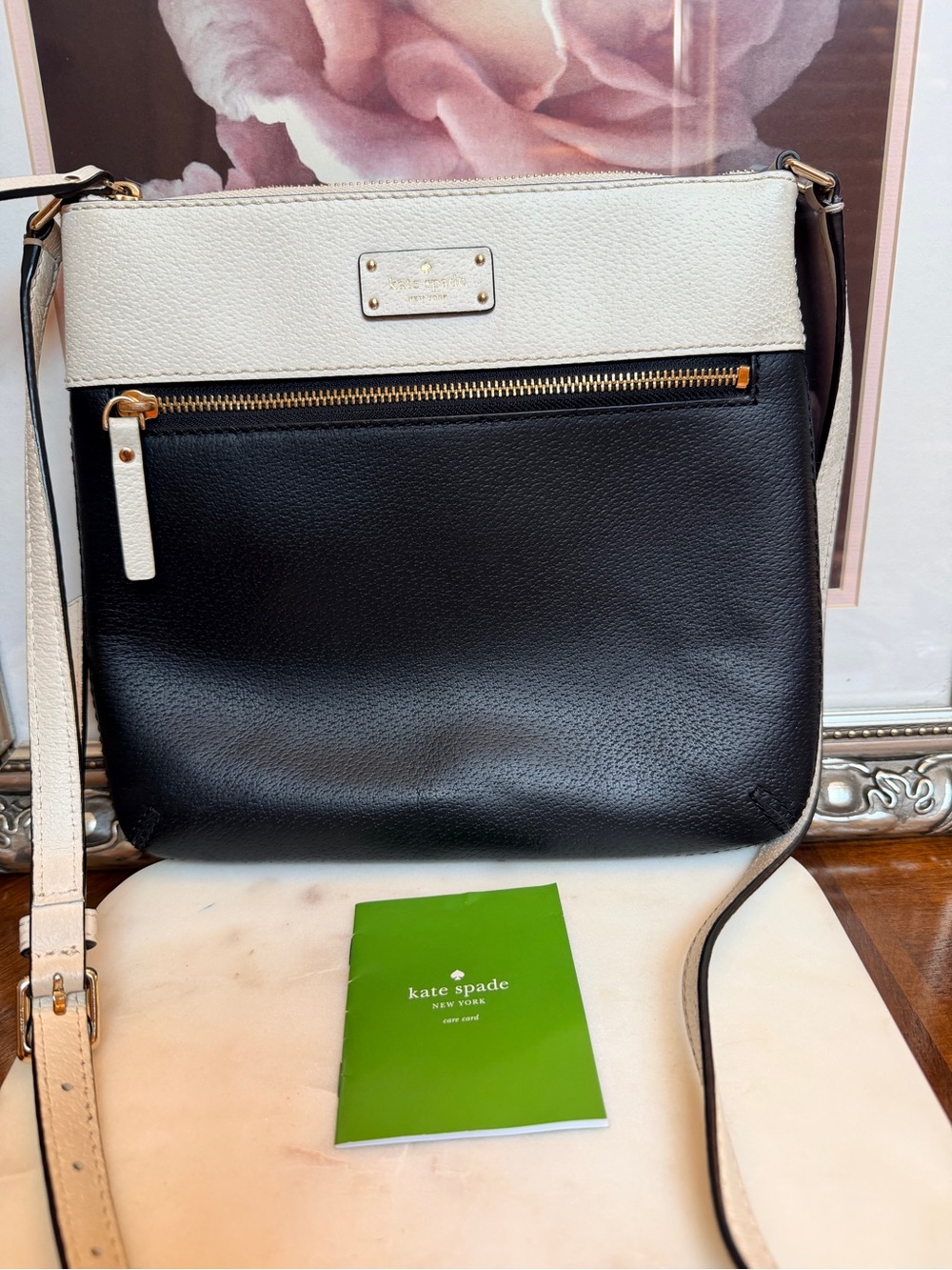 Kate Spade Grove Street Rima Leather Crossbody in Black & Cement w/Gold-Tone - Picture 16 of 16